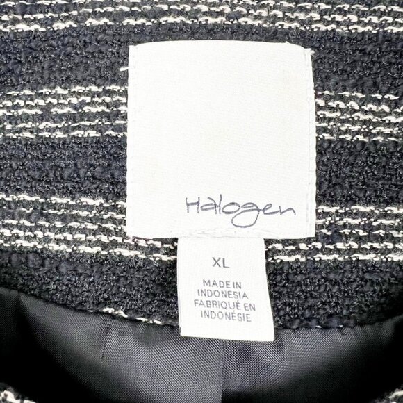 Halogen Jacket Women's Size XL Black Tan Stripe Zip Front Cropped Blazer - Picture 5 of 12